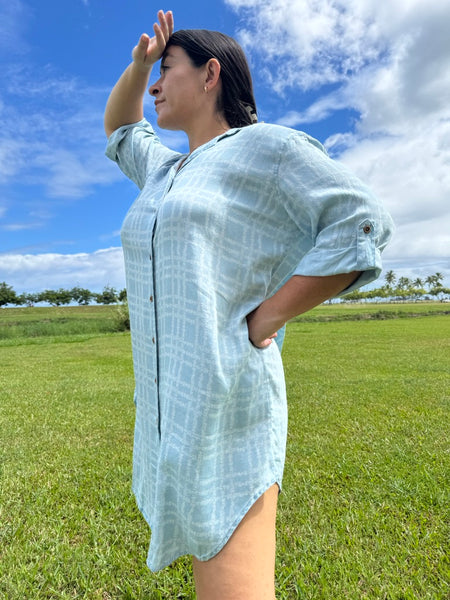 Shirt Dress in Pikake Palaka Medium Shirt Dress in Pikake Palaka Medium
